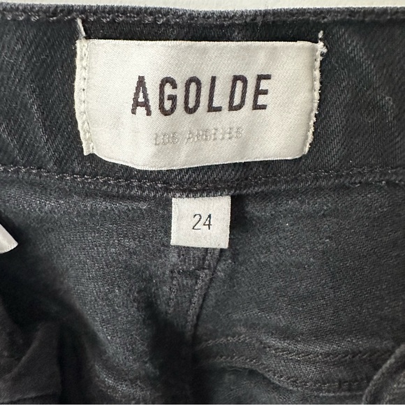 Sz 24 Aritzia AGOLDE Riley High Waisted Straight Leg Jeans in Black, 25” inseam - Picture 4 of 8